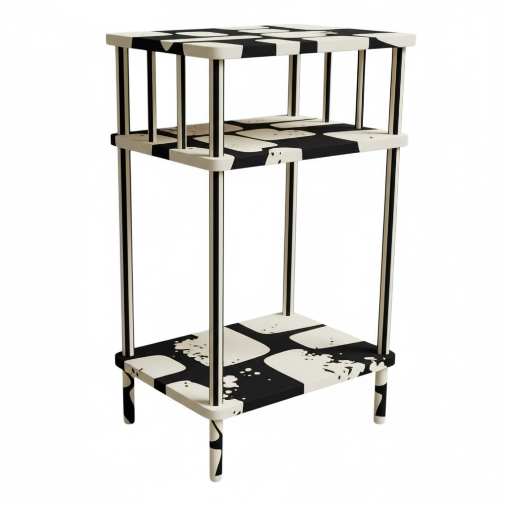 2'li Siyah Desenli Ahşap Raf 02