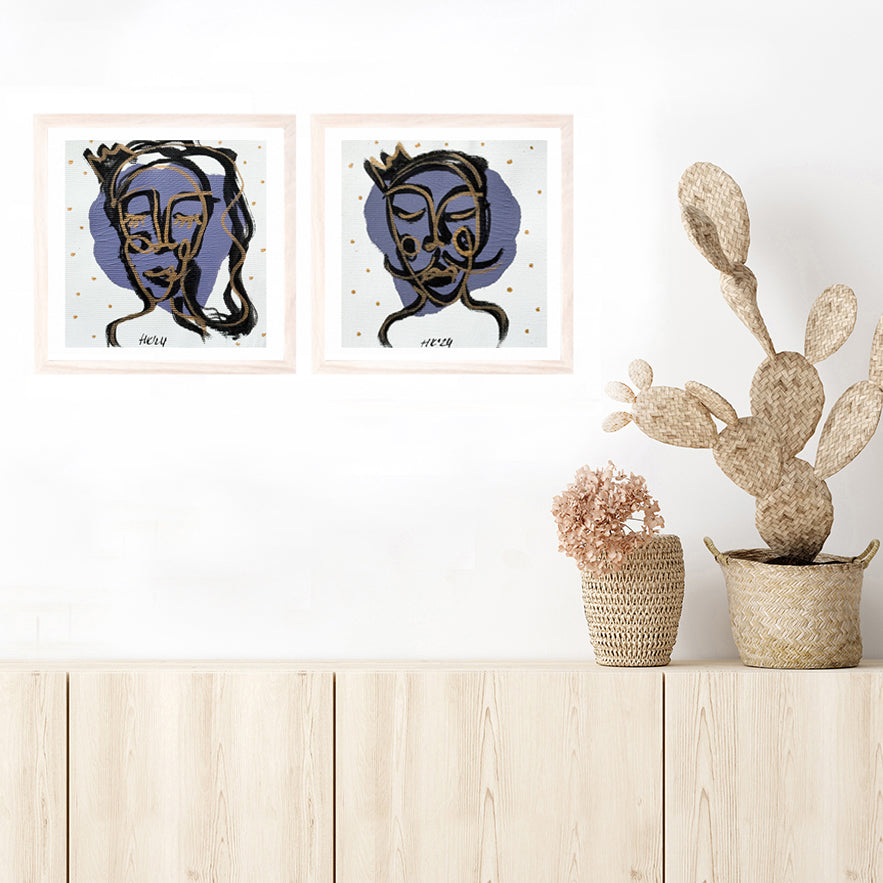 2'li Tuval Bezi Renkli Portre Serisi- 02