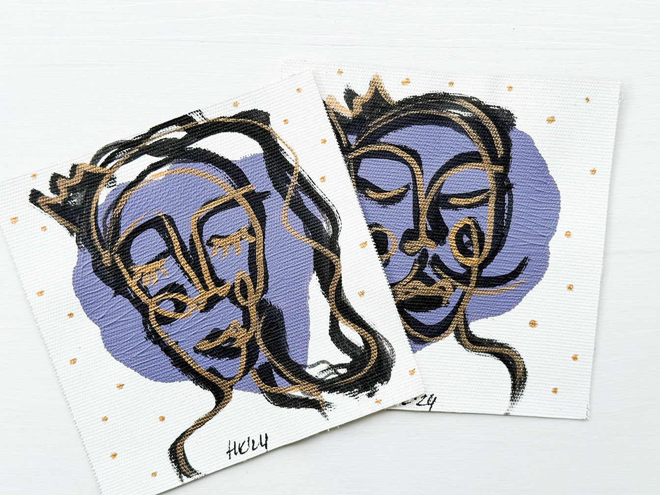 2'li Tuval Bezi Renkli Portre Serisi- 02