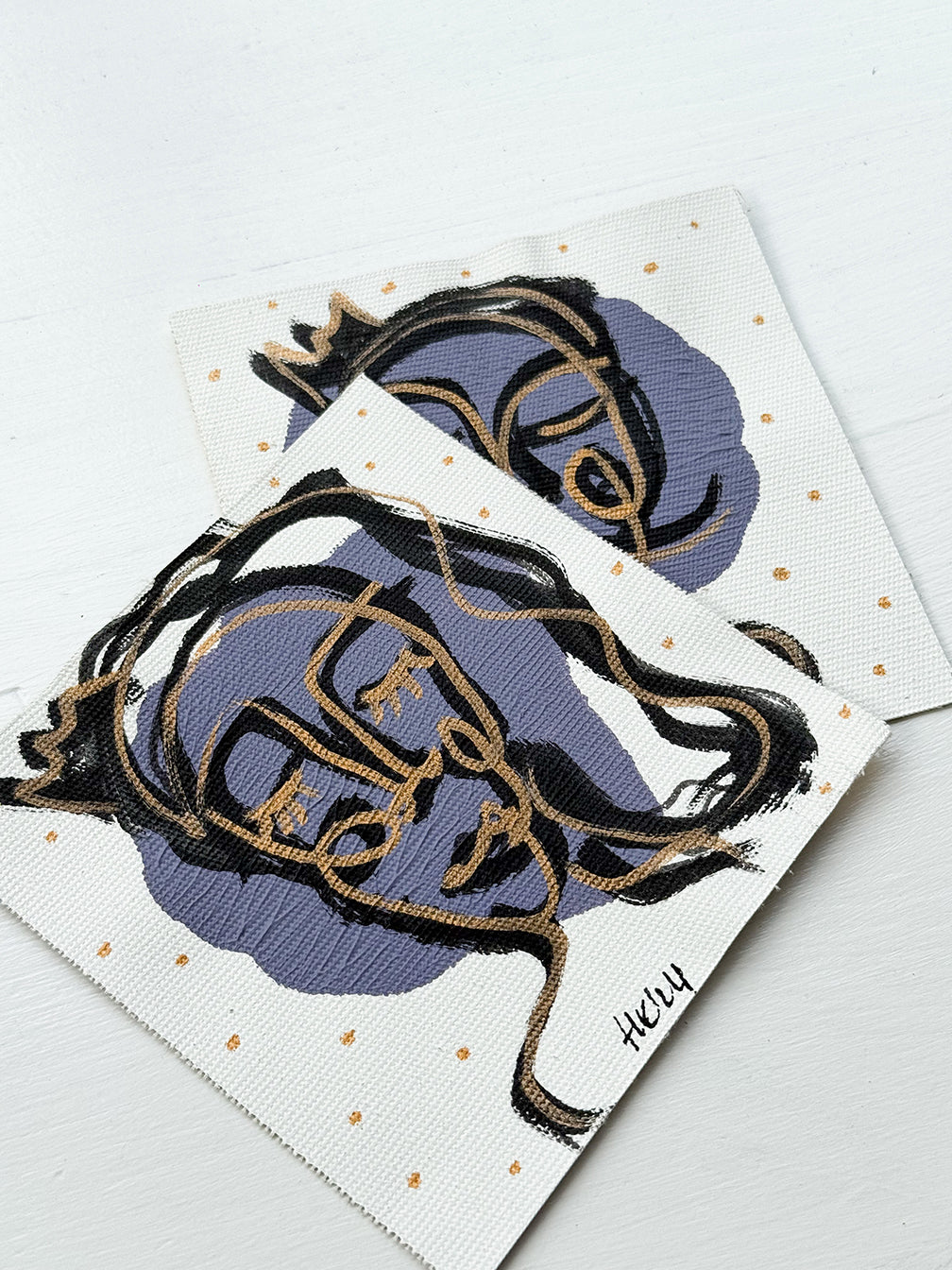 2'li Tuval Bezi Renkli Portre Serisi- 02