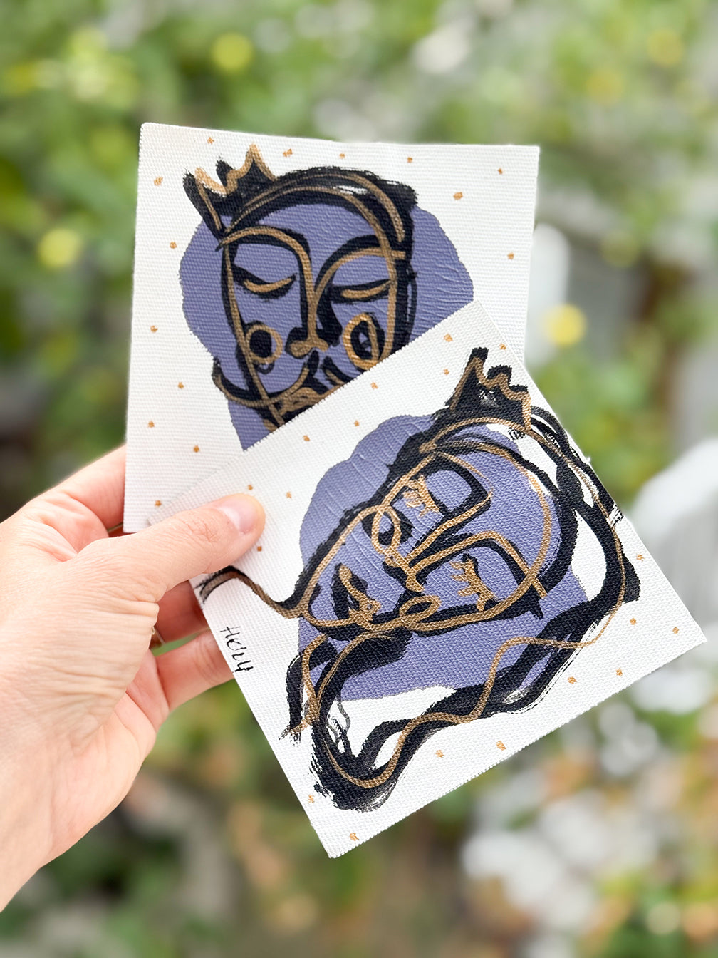 2'li Tuval Bezi Renkli Portre Serisi- 02