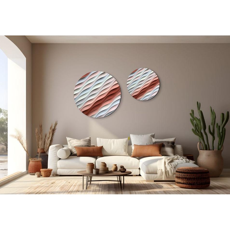 3D Ahşap El Boyaması Yuvarlak Tablo-Naturel