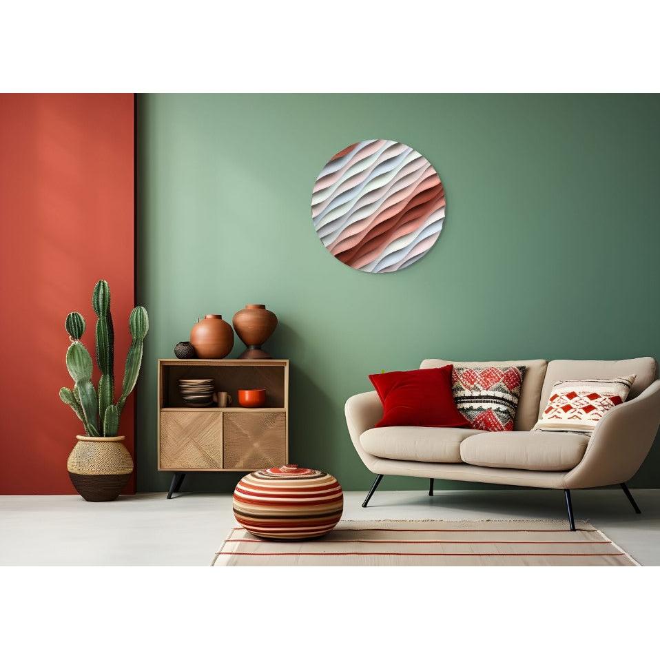 3D Ahşap El Boyaması Yuvarlak Tablo-Naturel