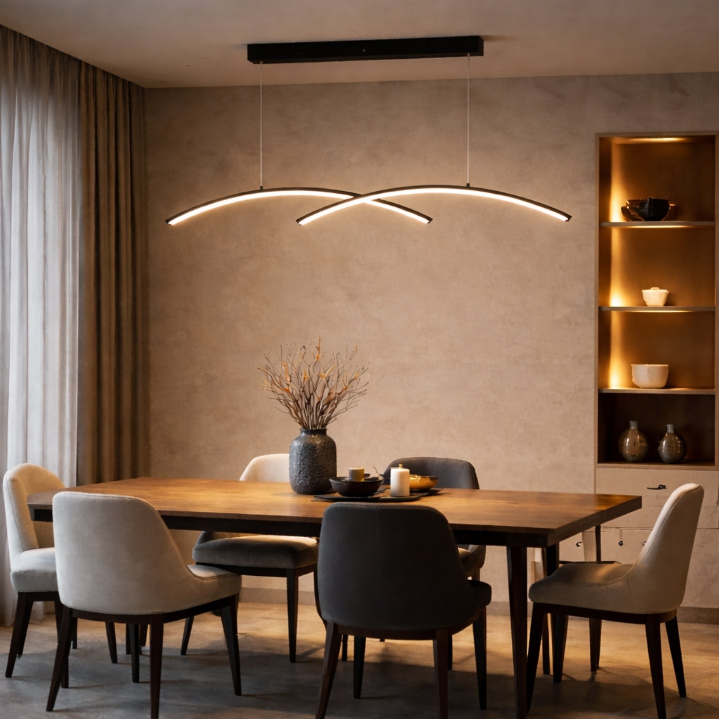 Double Bow Sarkıt Led Avize 120 Cm