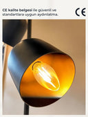 Horion 3 Başlıklı Metal Siyah Lambader