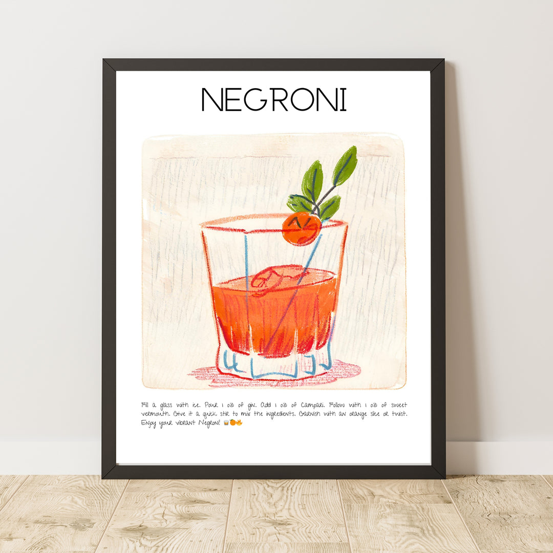 Negroni Cocktail Bar Dekor Art Print Poster