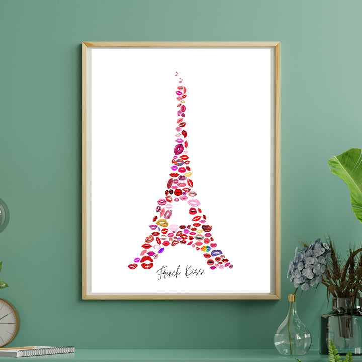 French Kiss Art Print Poster Baskı