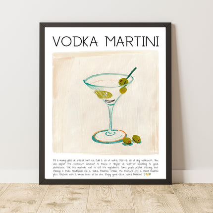 Vodka Martini Cocktail Bar Dekor Art Print Poster