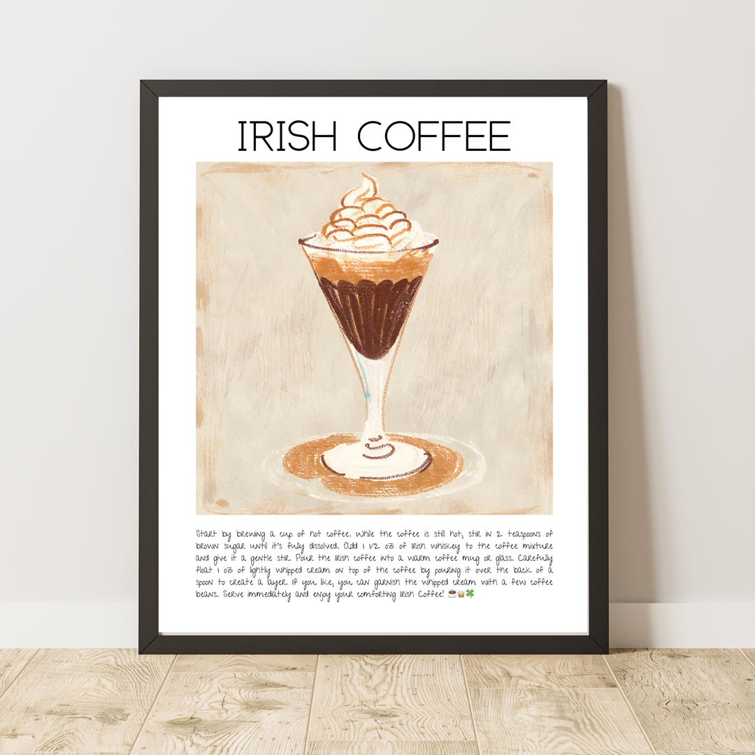 Irish Coffee Cocktail Art Print Poster