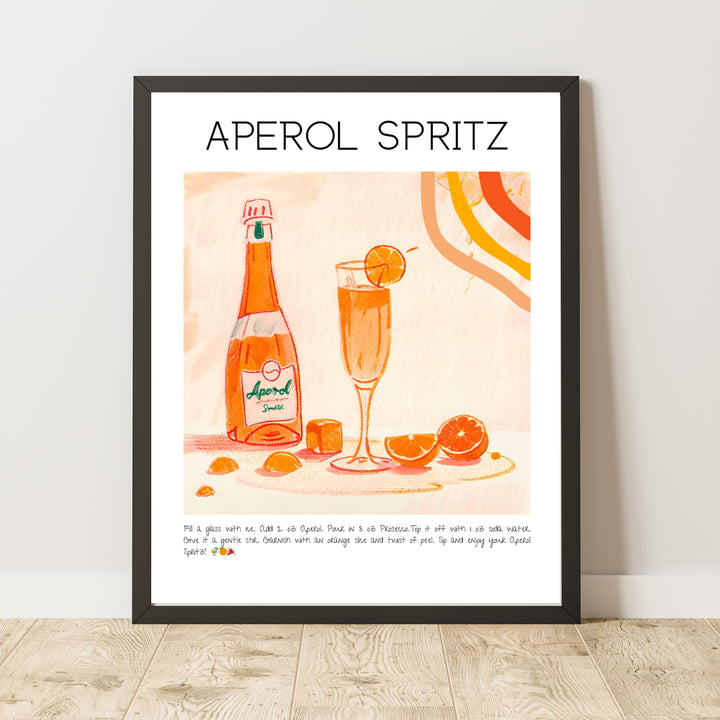 Aperol Spritz Cocktail Art Print Poster