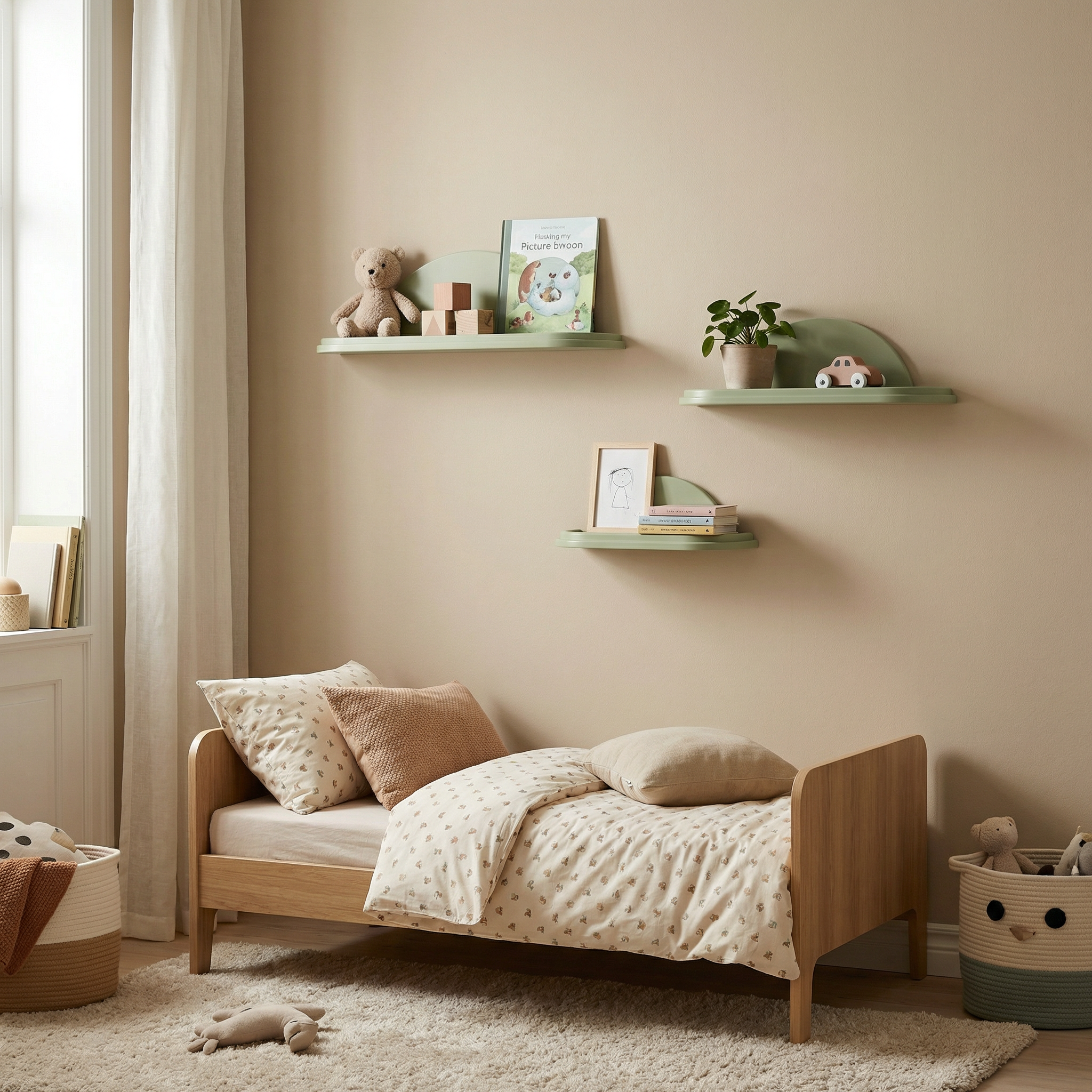 3’lü Duvar Raf Seti-Duvar Rafı-Vuvito-Doğal Meşe-NowShopFun
