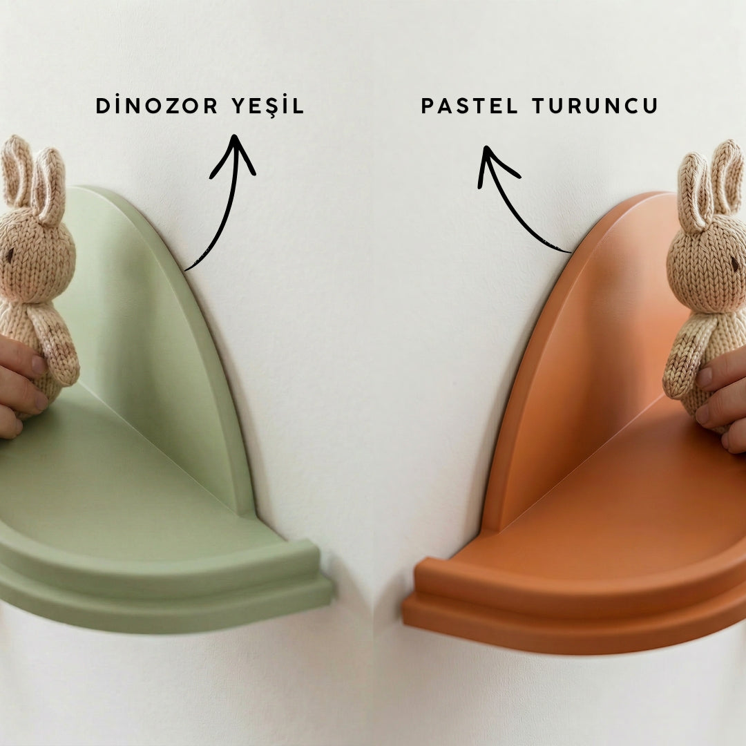 3’lü Duvar Raf Seti-Duvar Rafı-Vuvito-Dinazor Yeşil-NowShopFun