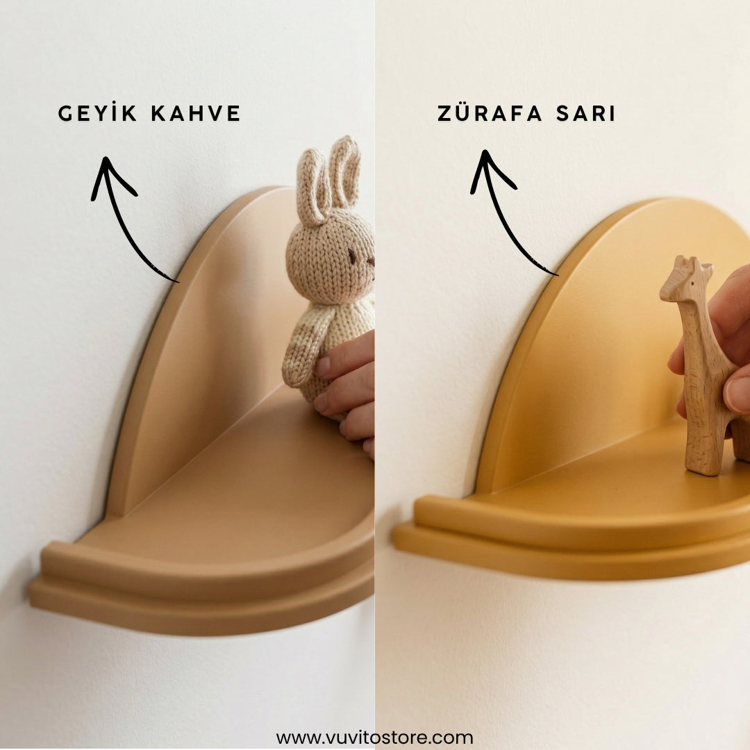 3’lü Duvar Raf Seti-Duvar Rafı-Vuvito-Geyik Kahve-NowShopFun