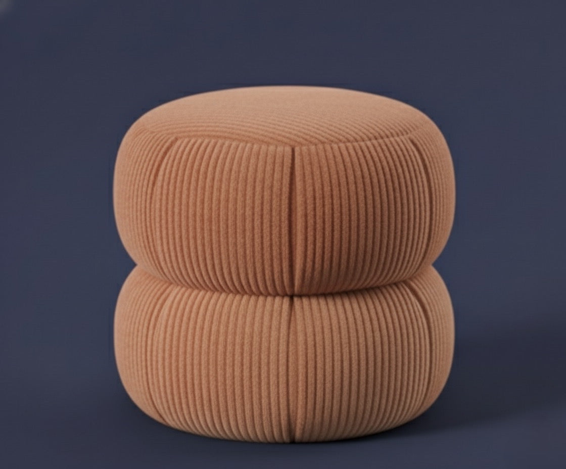 Ba'al Kadife Yuvarlak Puf/Tabure