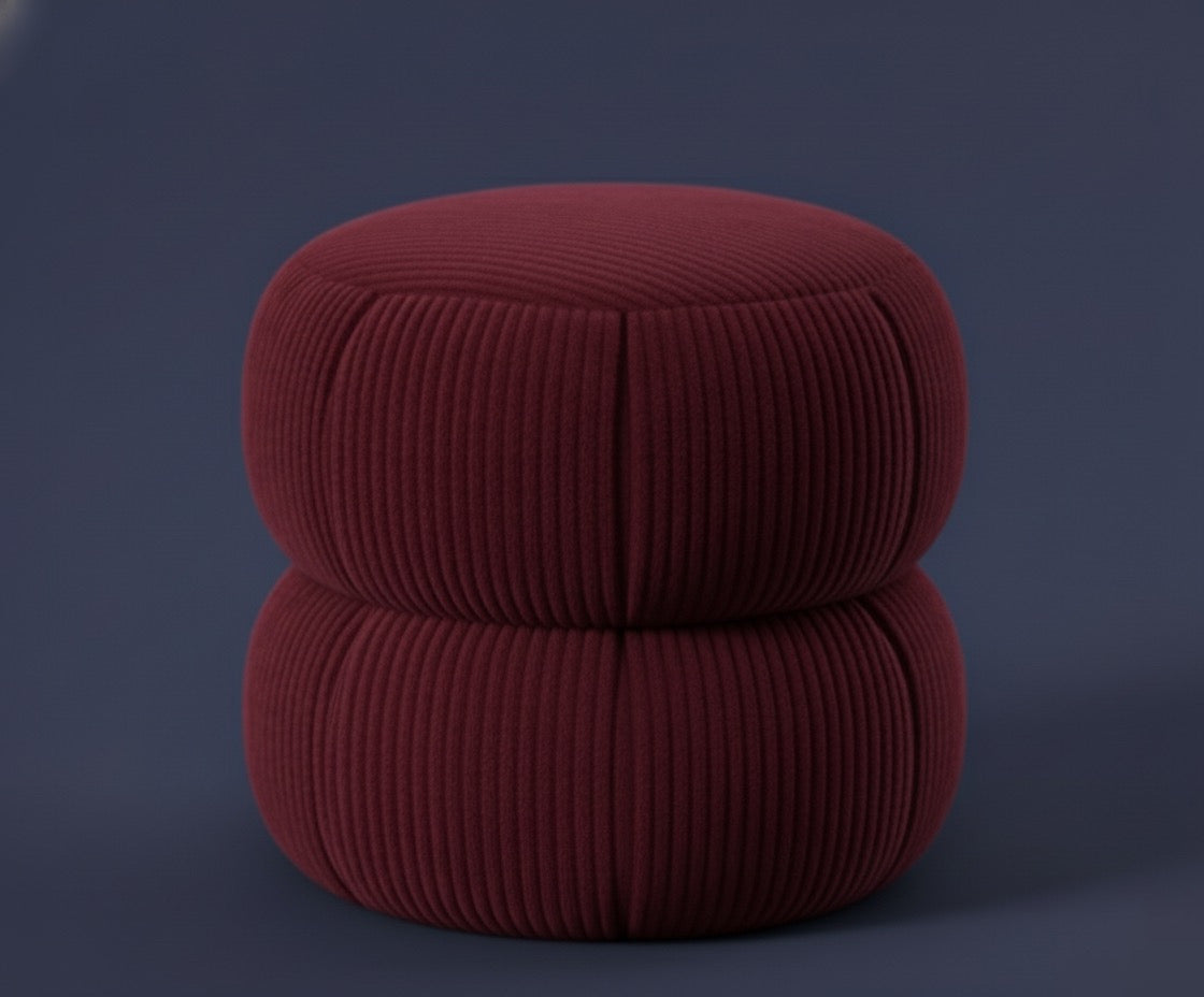 Ba'al Kadife Yuvarlak Puf/Tabure
