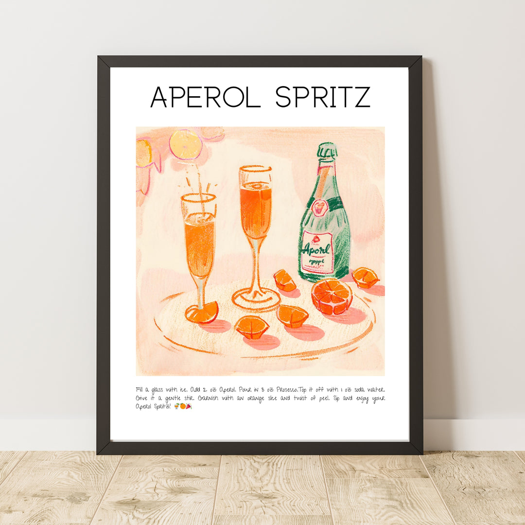 Aperol Spritz Cocktail Art Print Poster