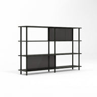 Renkli Kapak Seçenekli 4 Raflı Kitaplık-Kitaplık-Stöff Mobel-120 cm-Naturel-Şeffaf-NowShopFun