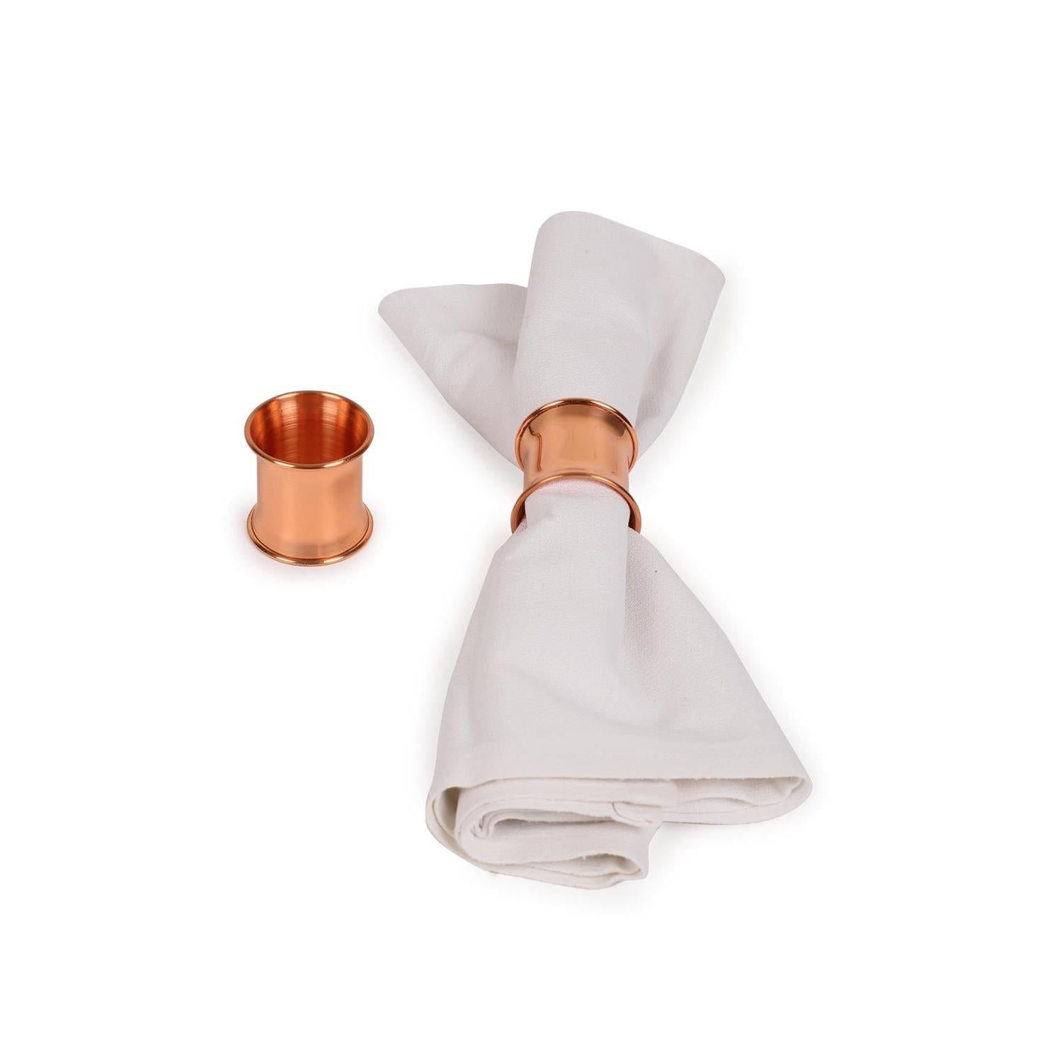 4’lü El Yapımı Parlak Bakır Peçete Halkası Seti