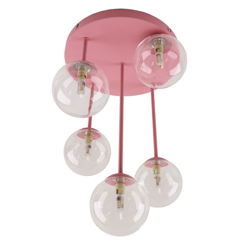 5 Li Şeffaf Camlı Avize