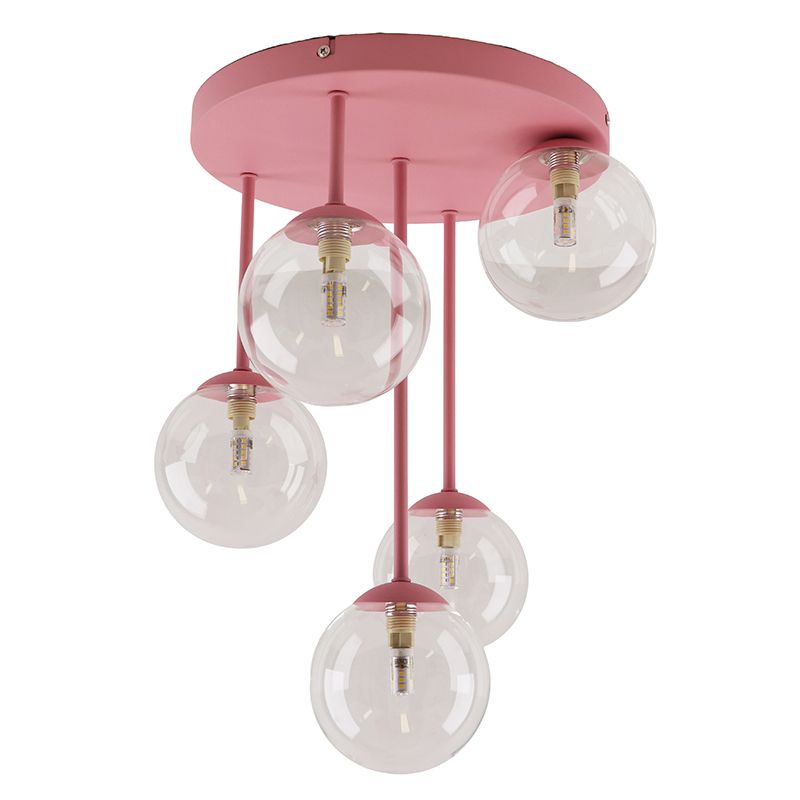 5 Li Şeffaf Camlı Avize