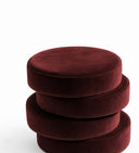 Monolith Bordo Yuvarlak Kadife Puf