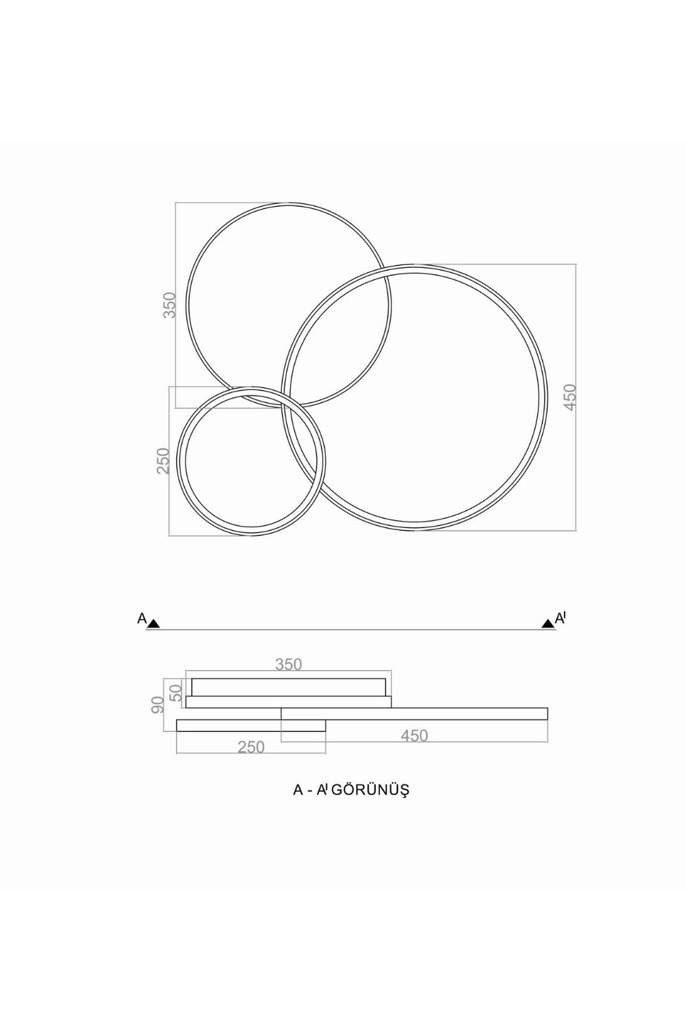 Circlander Plafonyer Led Avize 65 Cm
