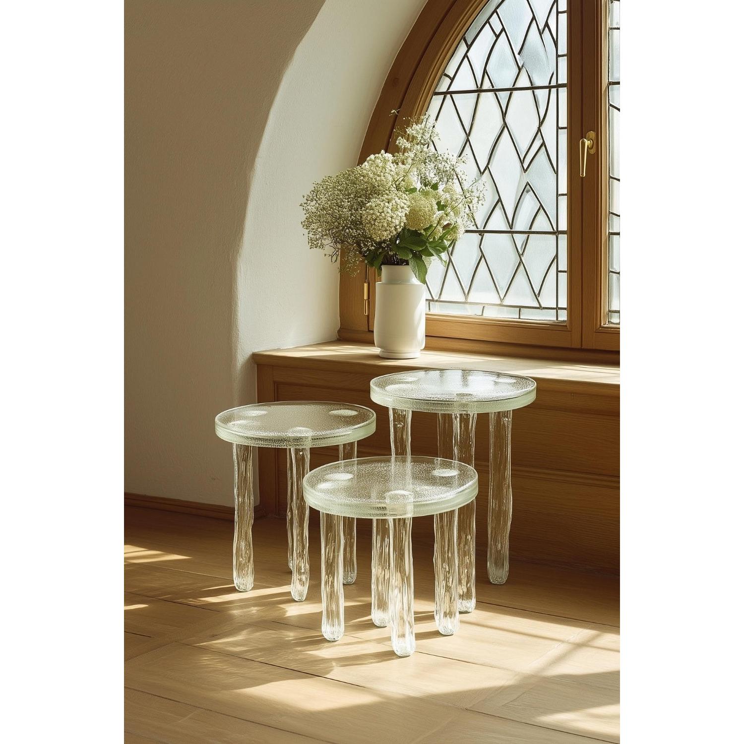 Elvo Cam Üçlü Sehpa