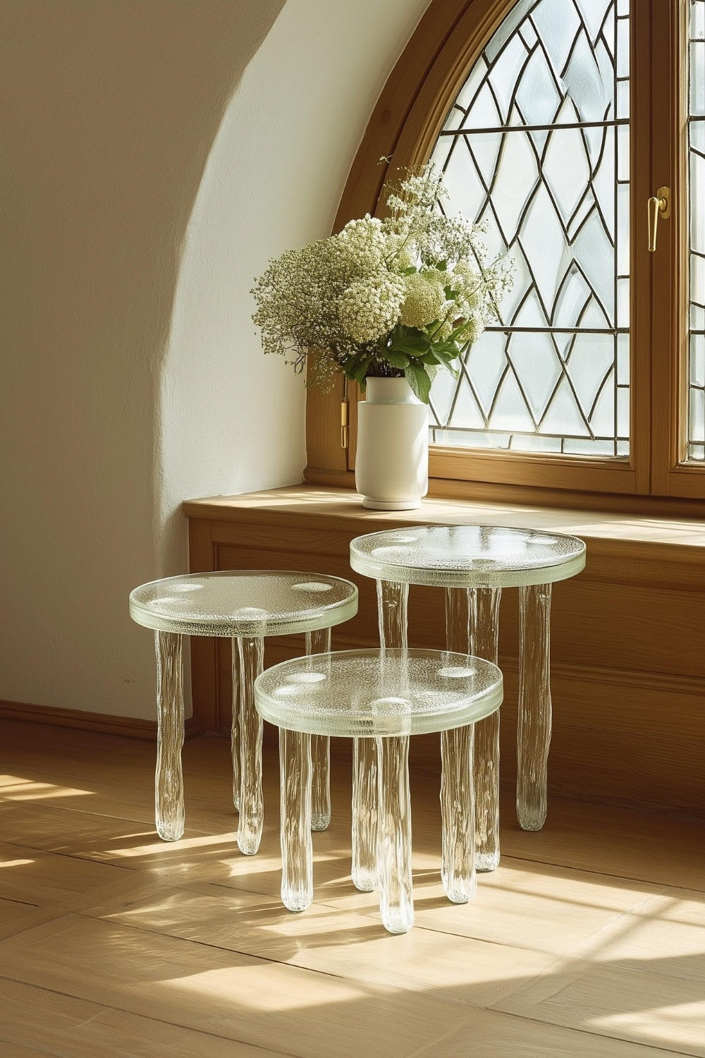 Elvo Cam Üçlü Sehpa