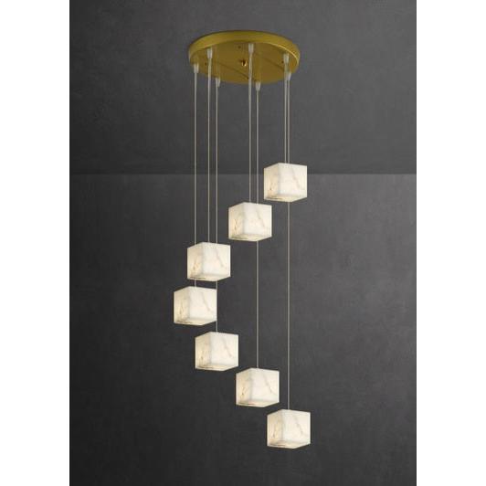 7 Li̇ Küp Mermer Avize Aydınlatma