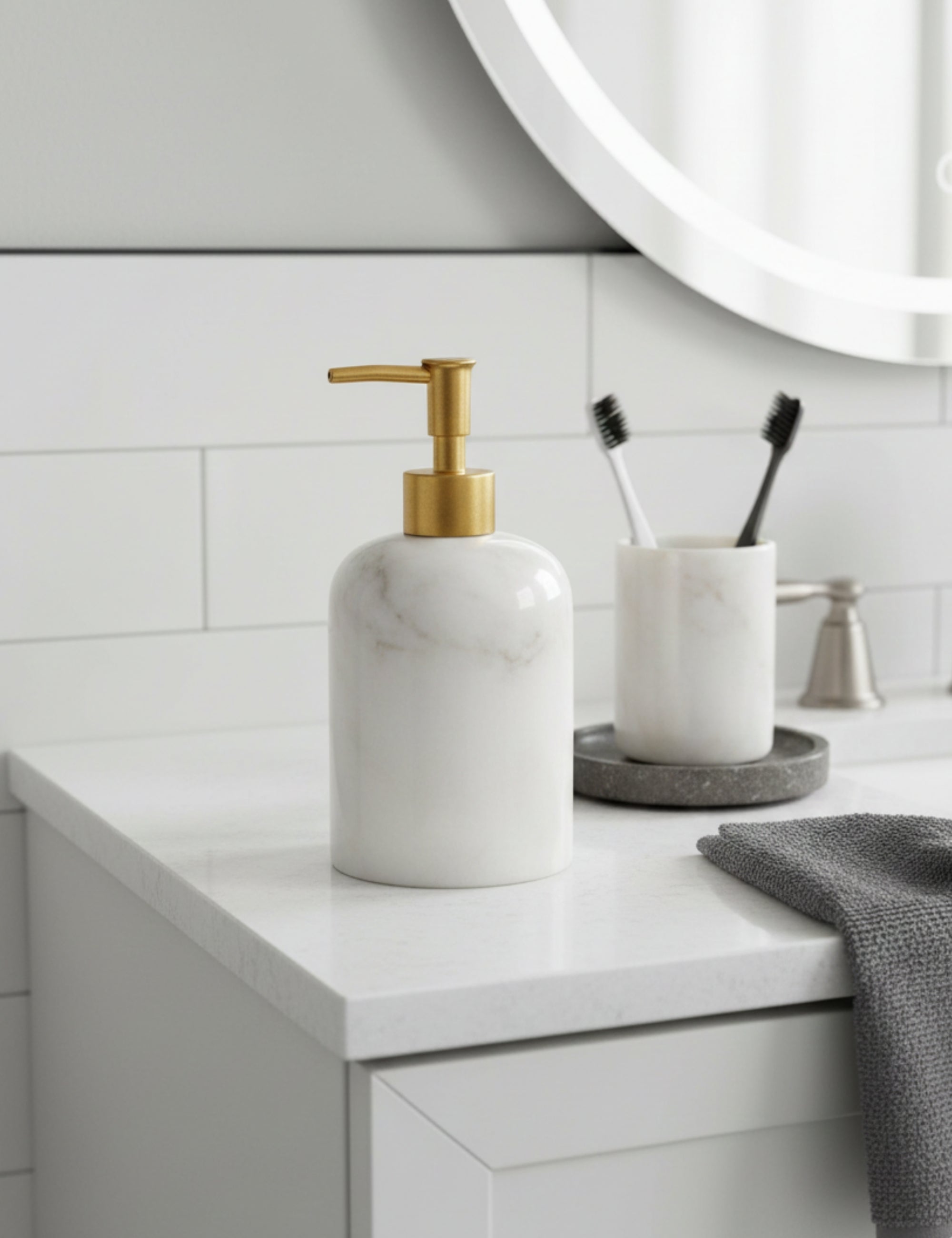 Bianco Marble Liquid Soap Dispenser - Matte Gold