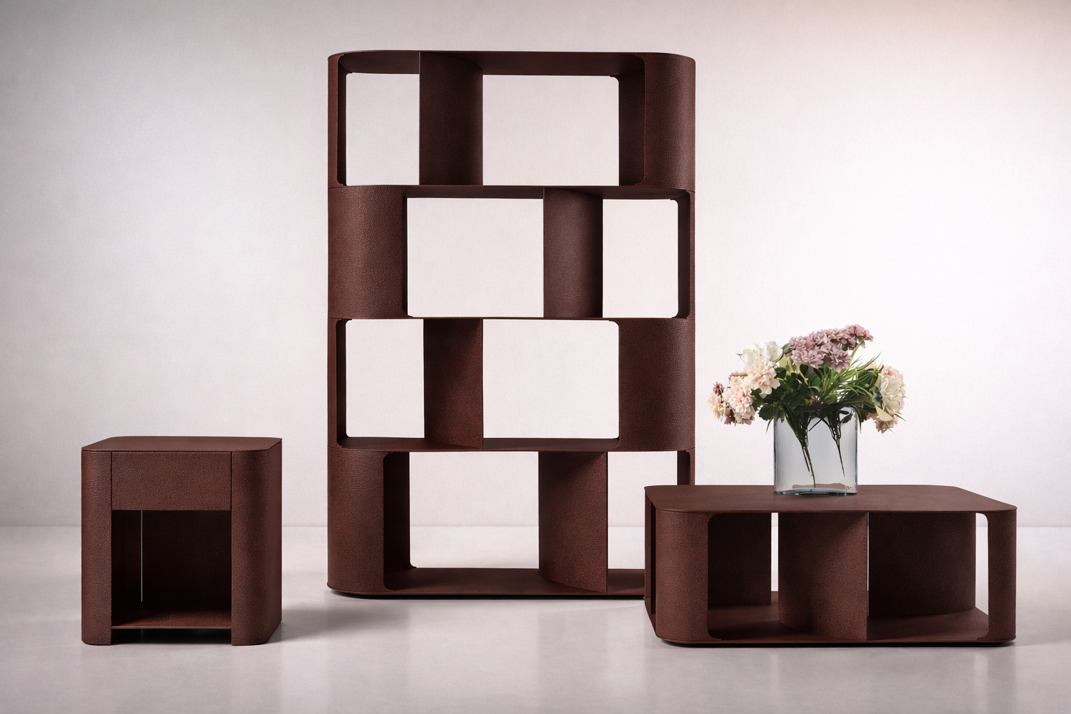 Round Shelf Sculptural Modern Metal Bookcase