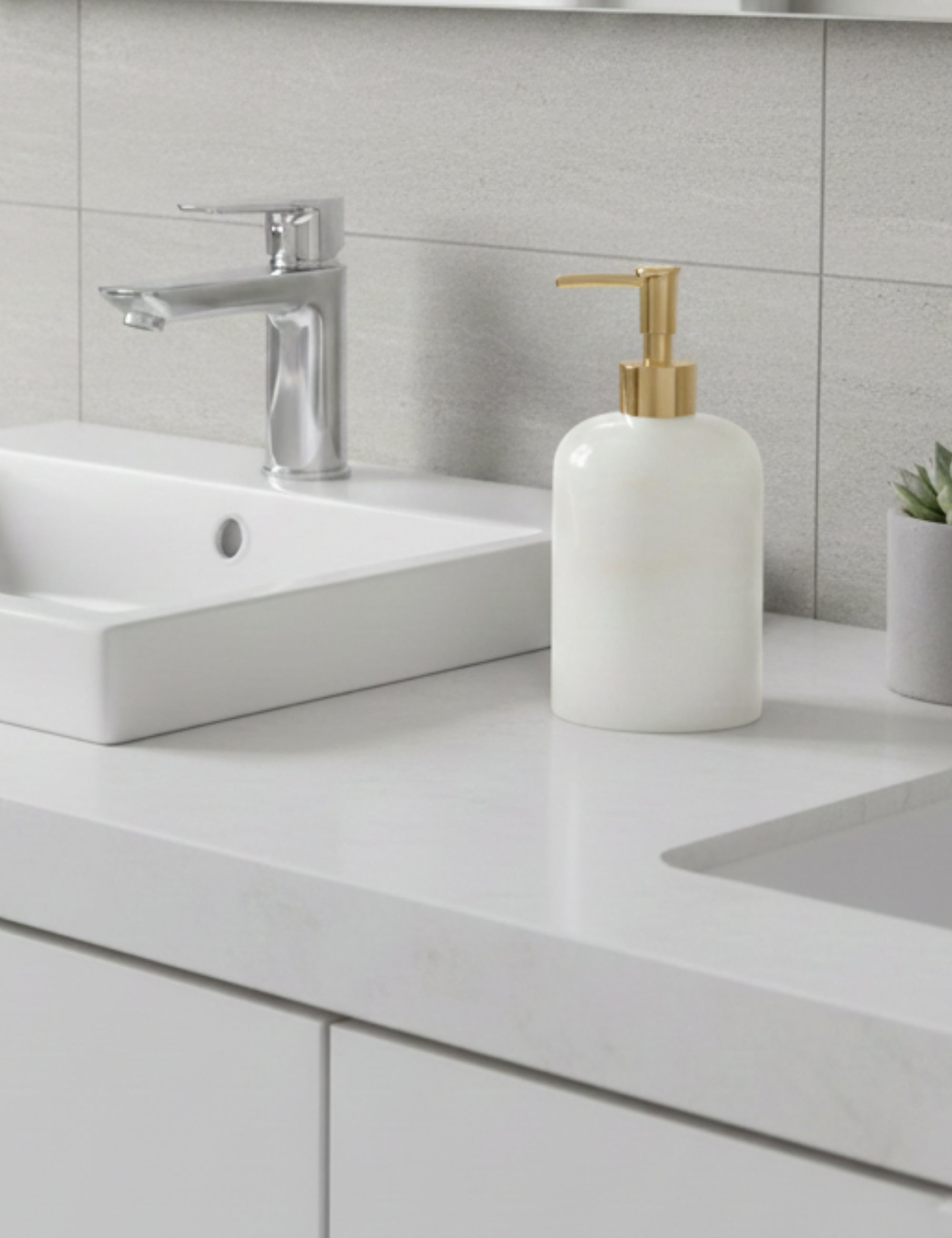 Bianco Marble Liquid Soap Dispenser - Gold