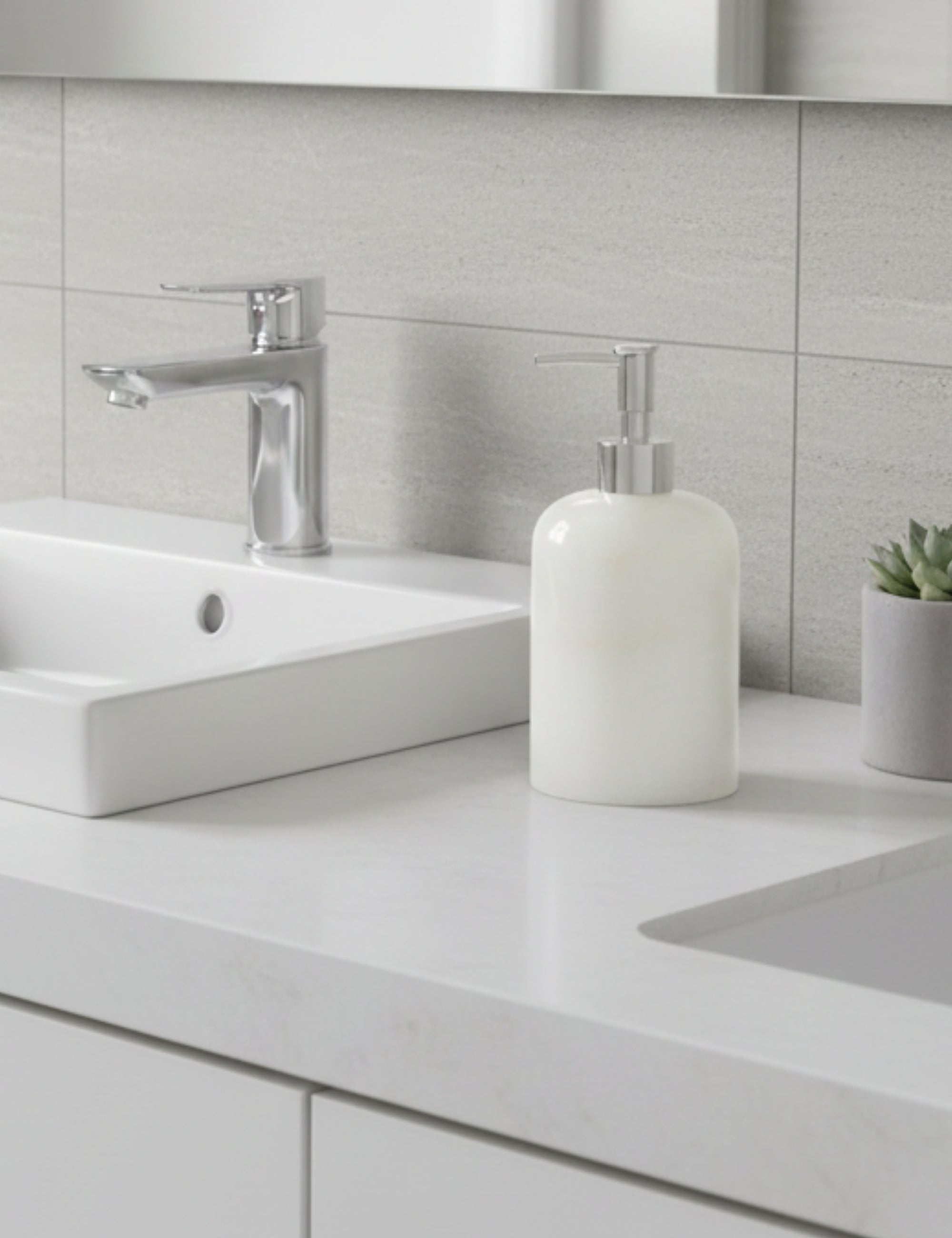 Bianco Marble Liquid Soap Dispenser - Silver