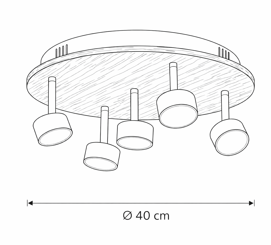Plafonyer Spotlu Yuvarlak Ahşap Led Avize 40 Cm