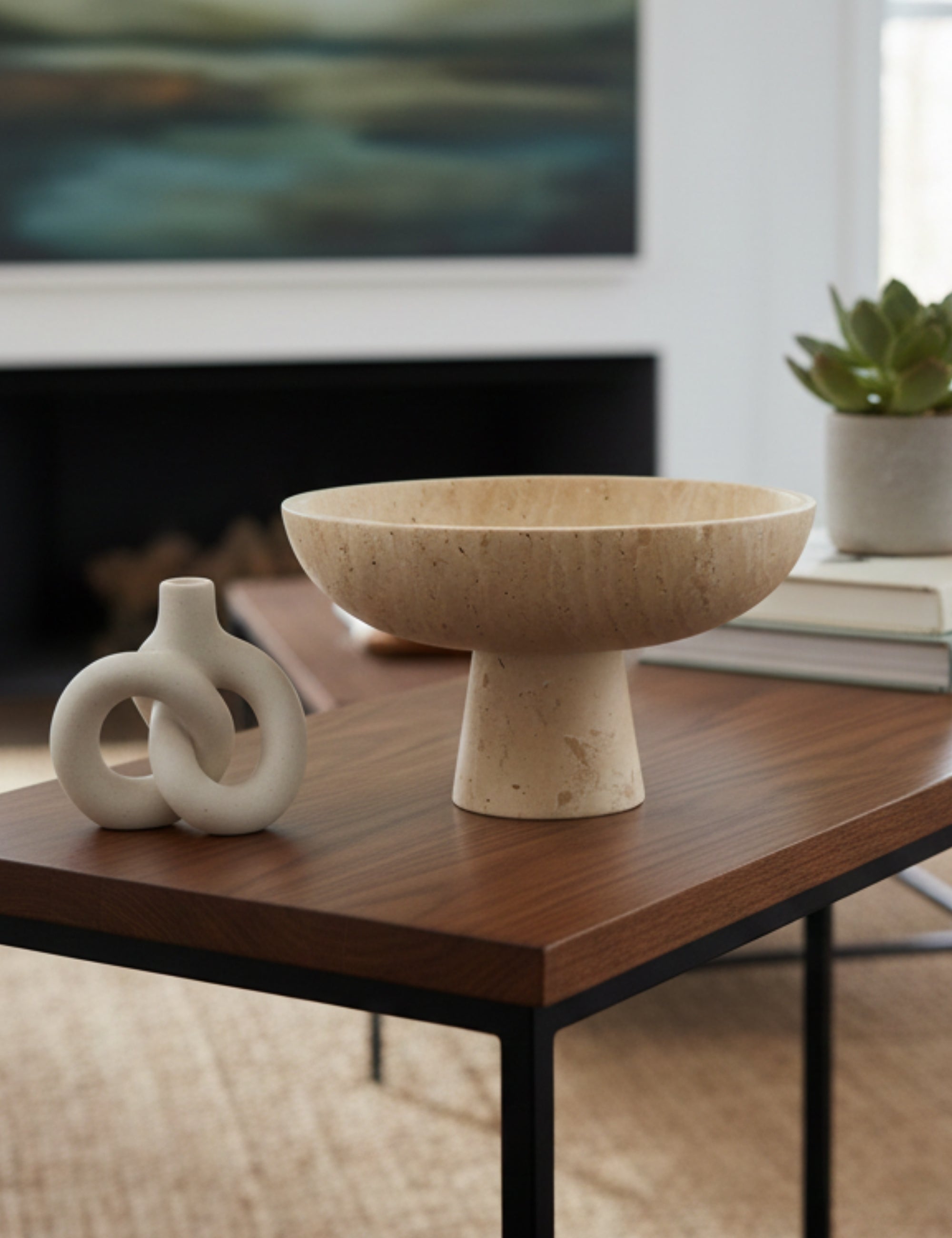 Etern Travertine Serving Bowl