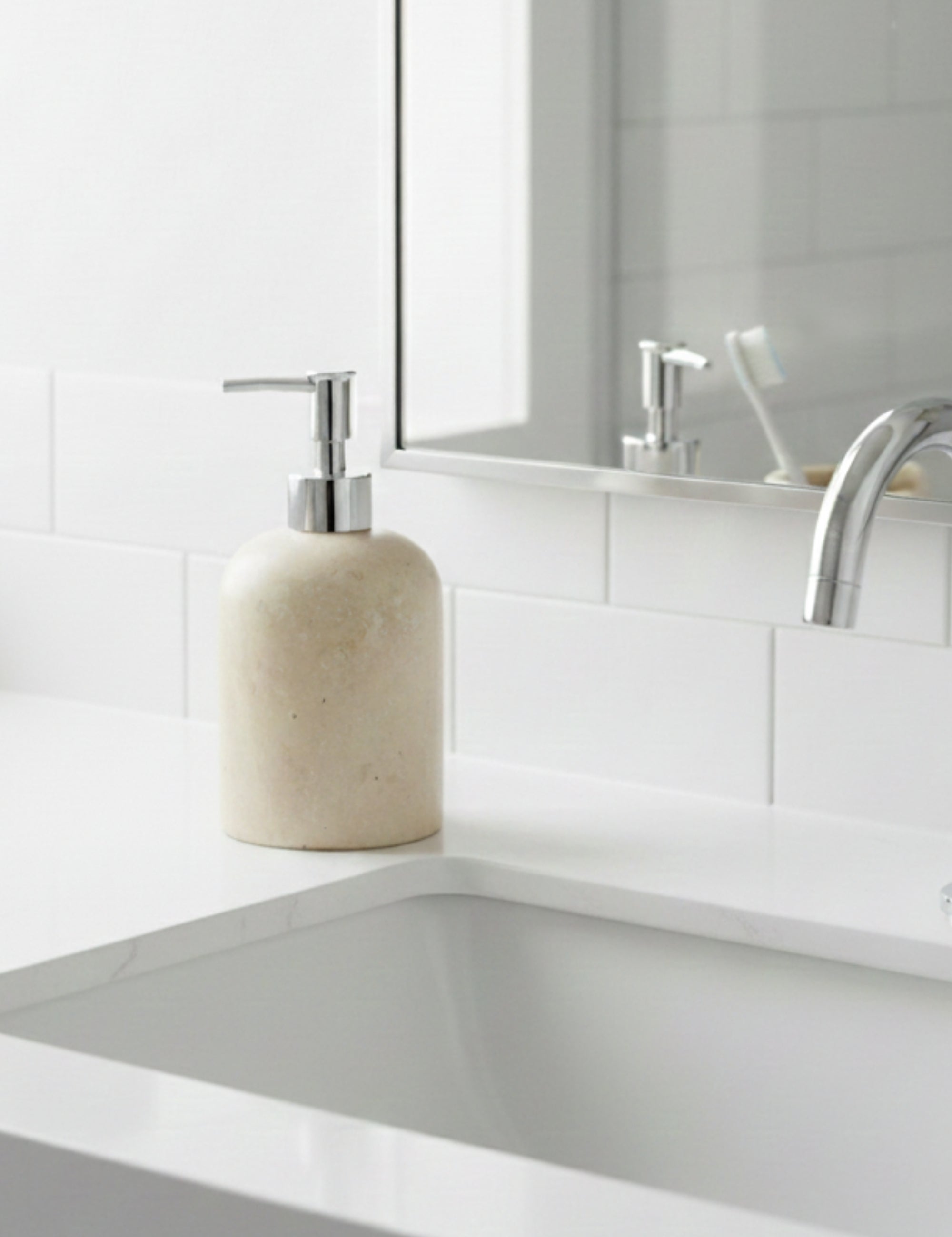 Etern Travertine Liquid Soap Dispenser - Silver