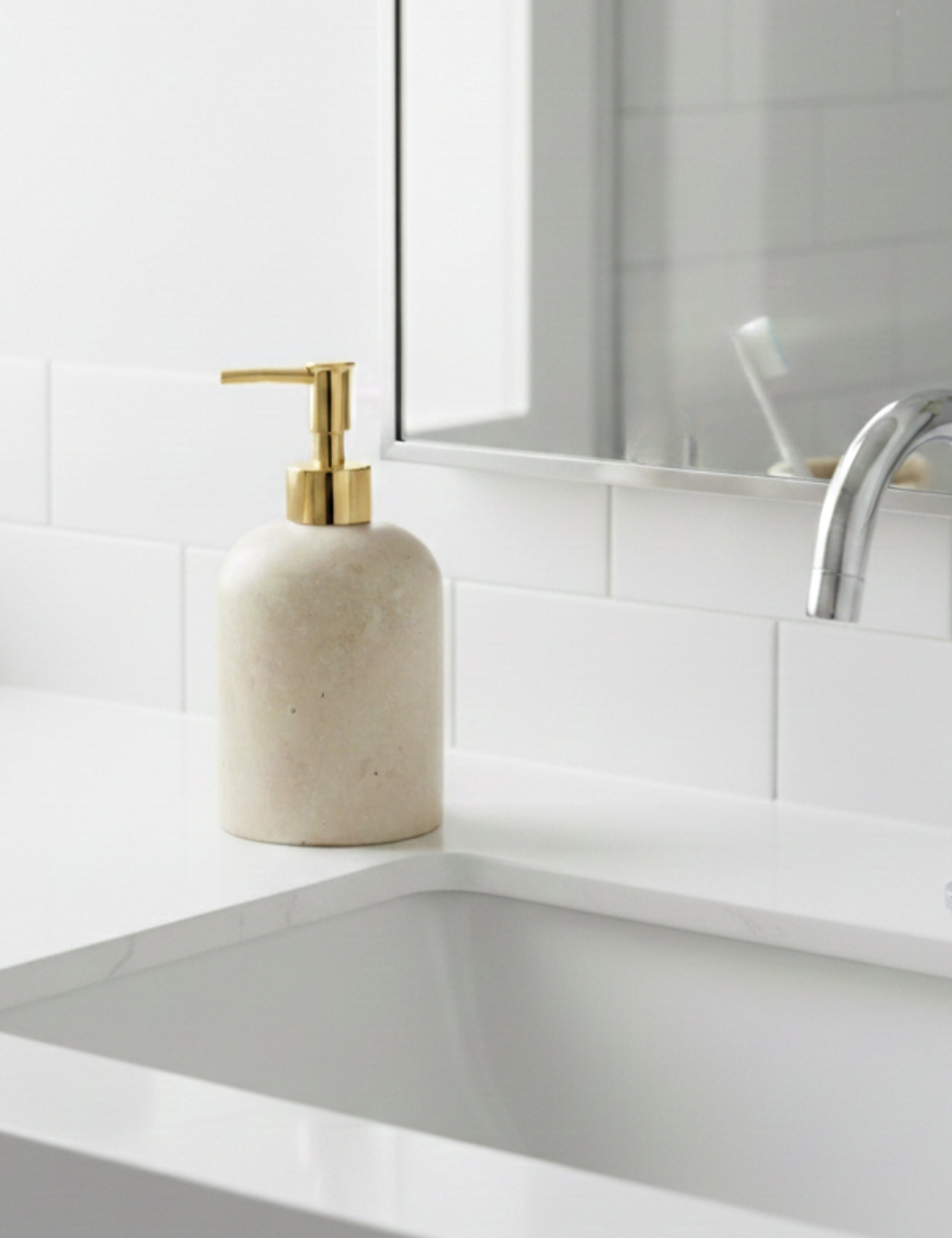Etern Travertine Liquid Soap Dispenser - Gold