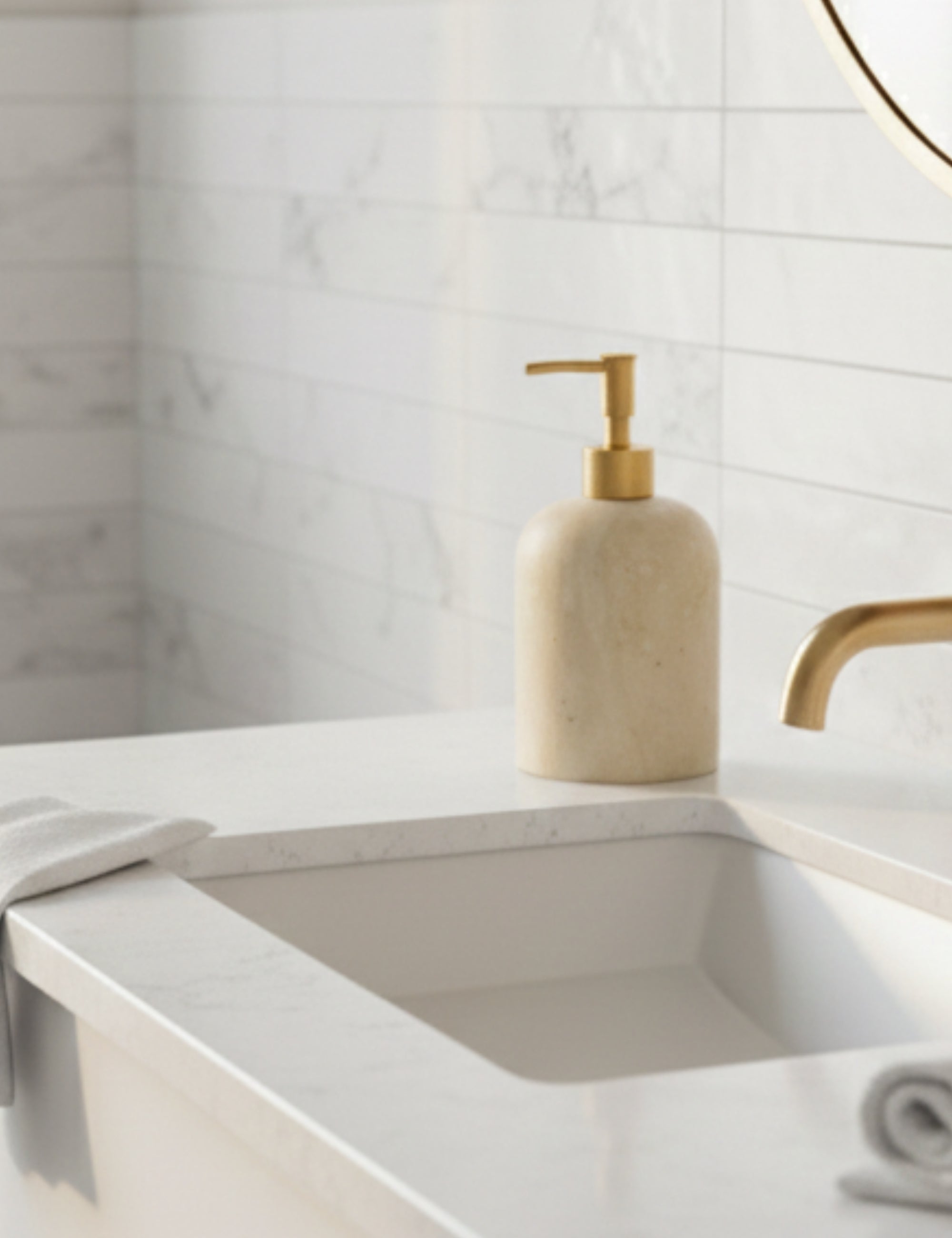 Etern Travertine Liquid Soap Dispenser - Matte Gold