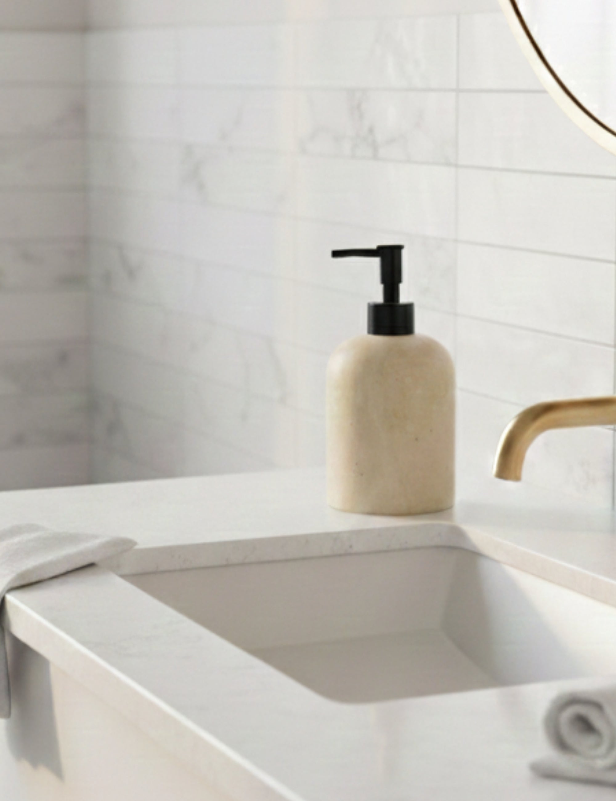 Etern Travertine Liquid Soap Dispenser - Black