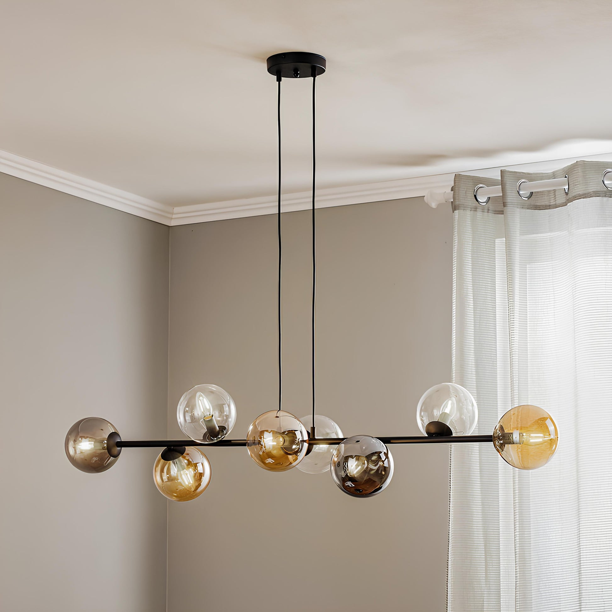 8'li Glop Cam Sarkıt Avize