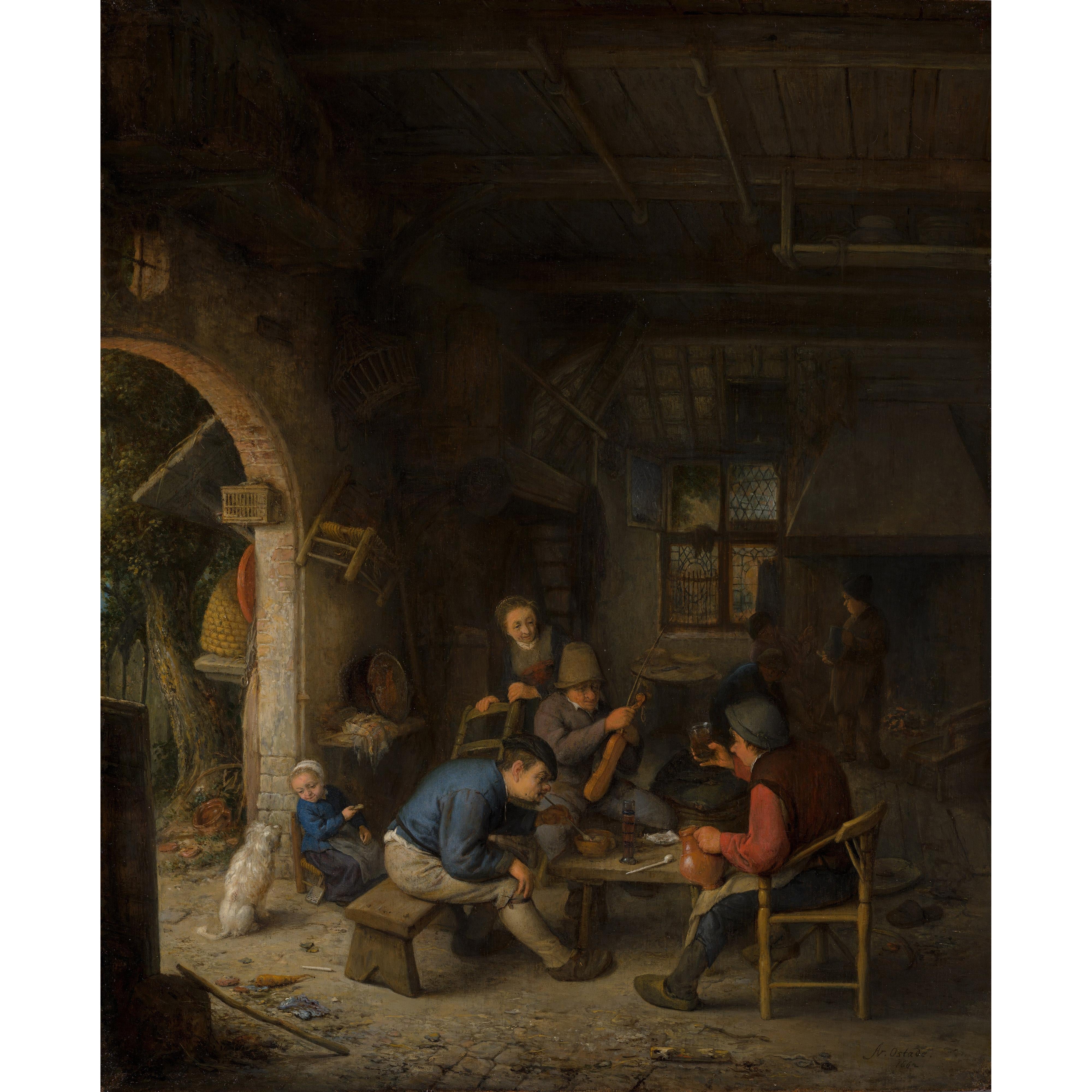 Adriaen van Ostade - Bir Han İçinde Köylüler Fine Art Baskı