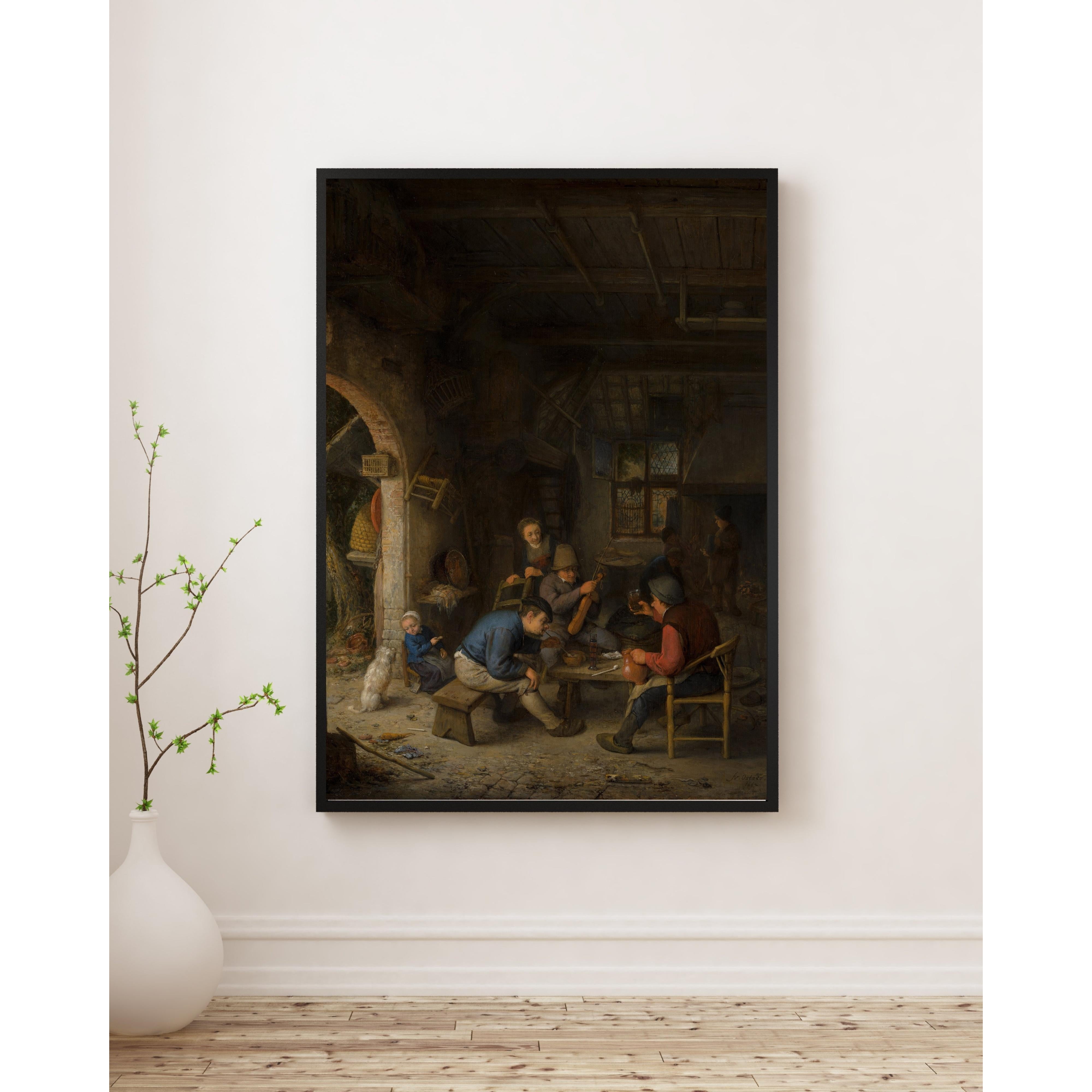 Adriaen van Ostade - Bir Han İçinde Köylüler Fine Art Baskı