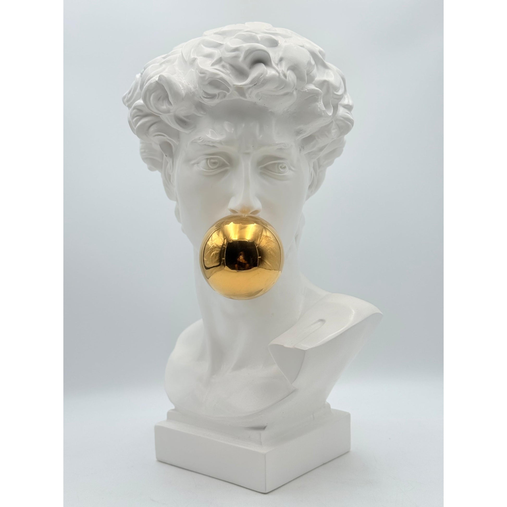 Ağzında Altın Top Detaylı David Heykeli