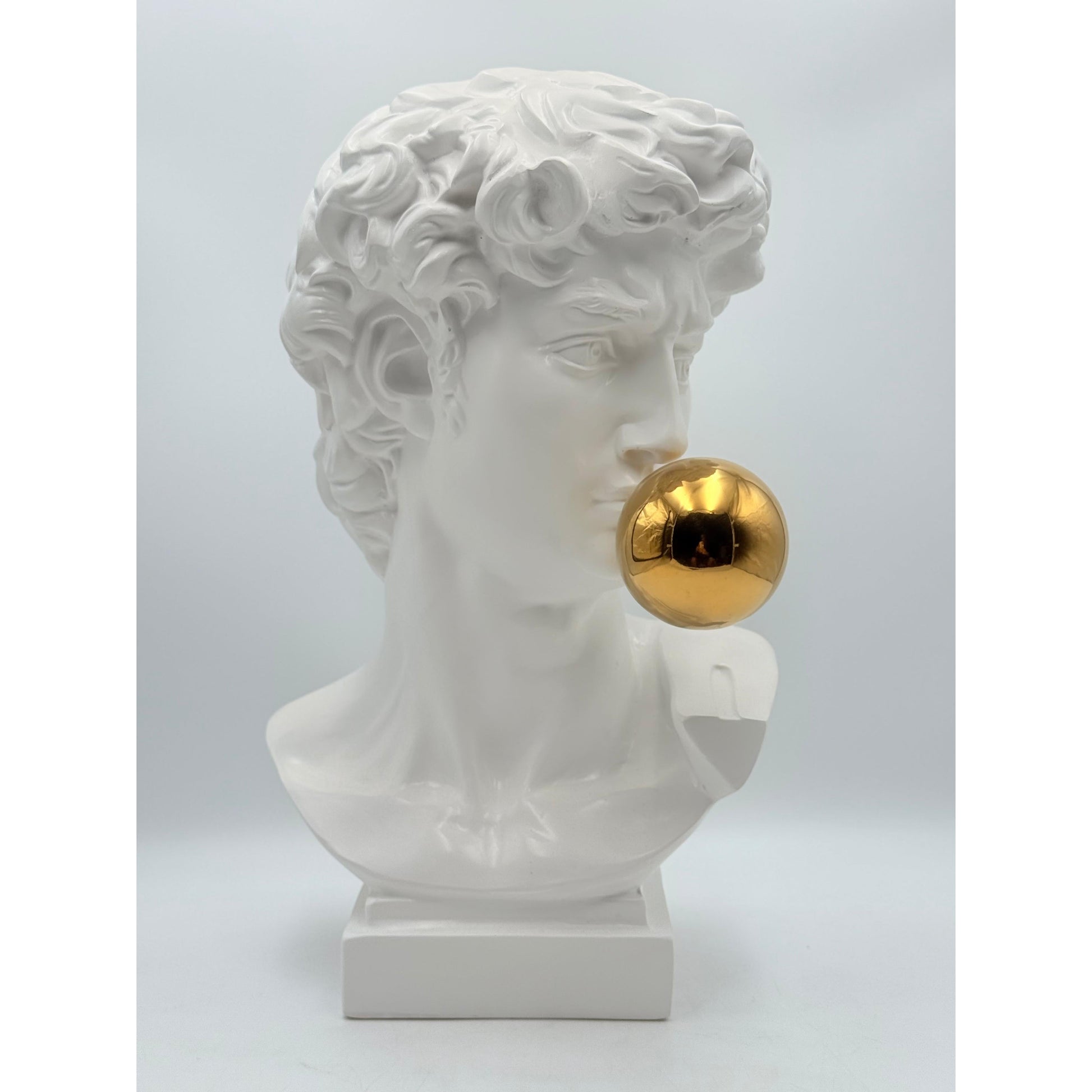 Ağzında Altın Top Detaylı David Heykeli