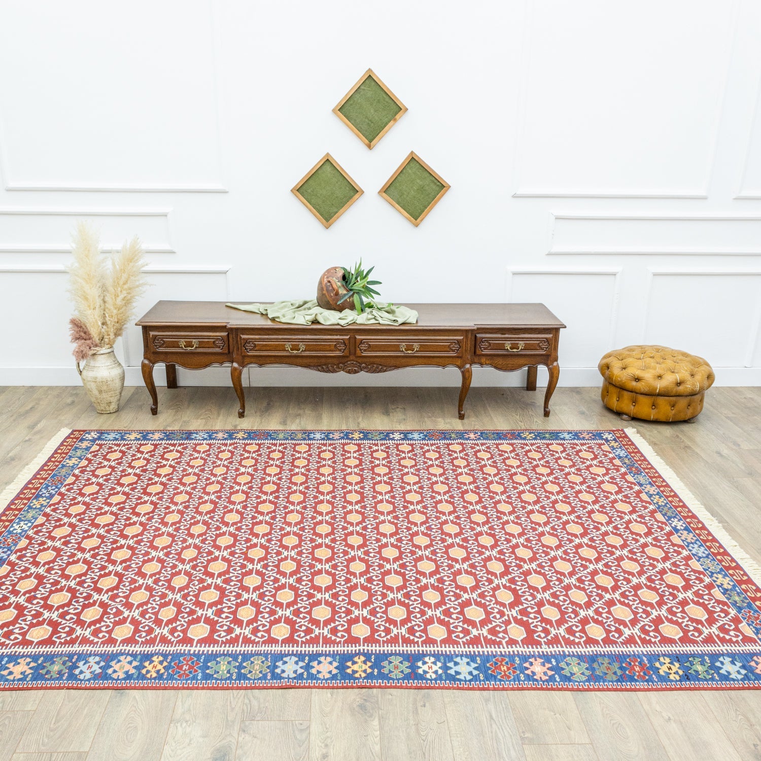 Ahil El Dokuma Kırmızı Yün Kilim 209X297 Cm