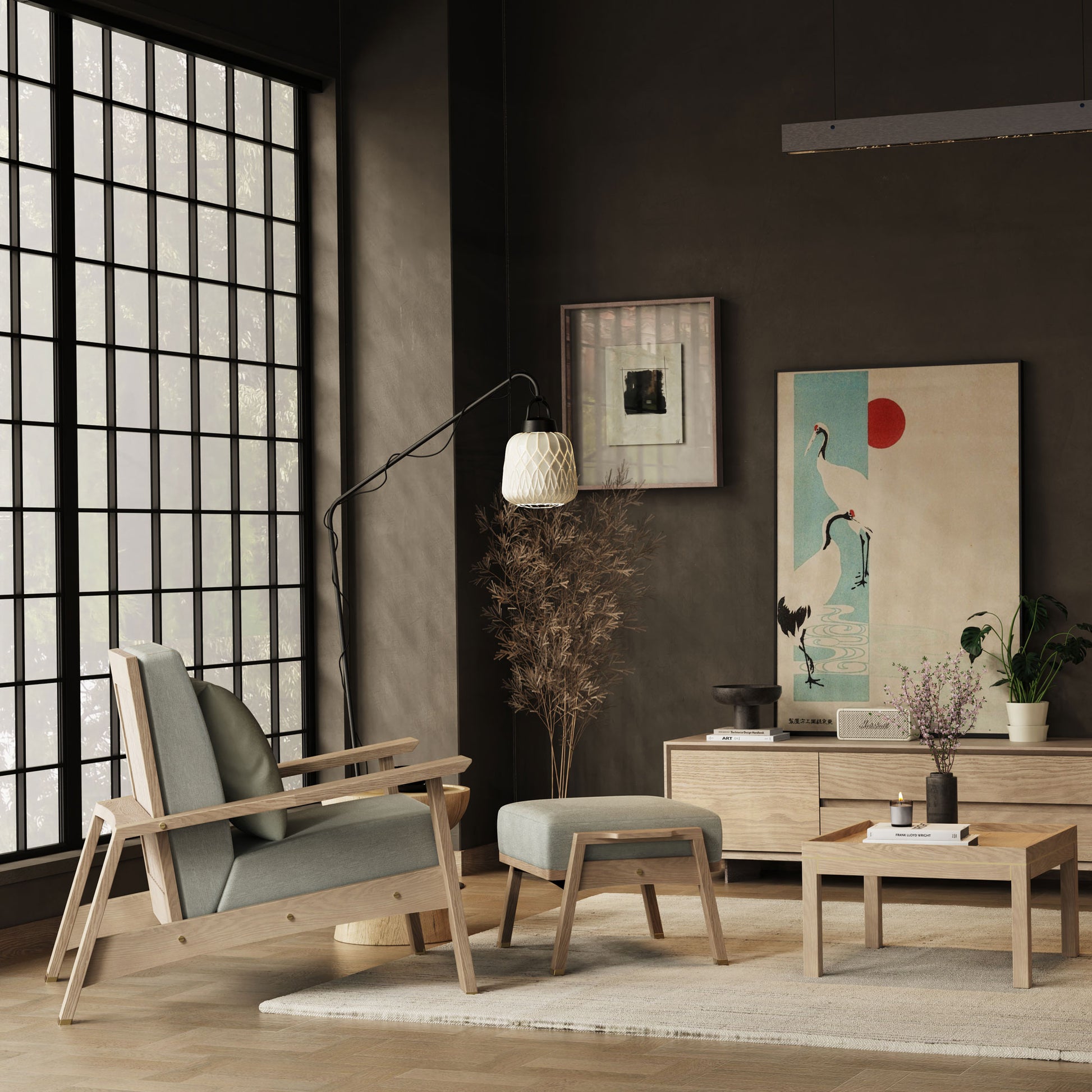 Ahşap Ayak Uzatma Pufu - Akita Serisi, Meşe