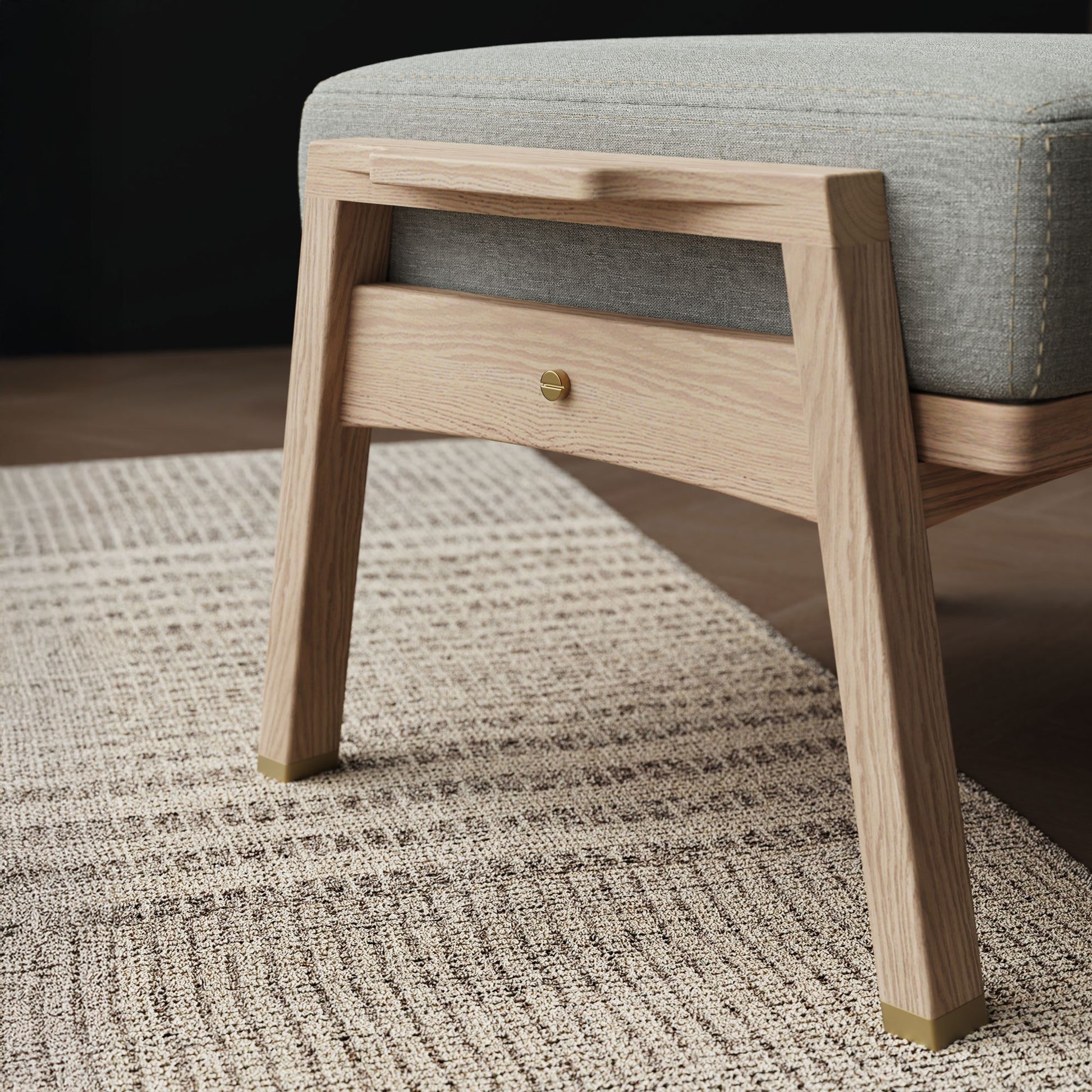 Ahşap Ayak Uzatma Pufu - Akita Serisi, Meşe