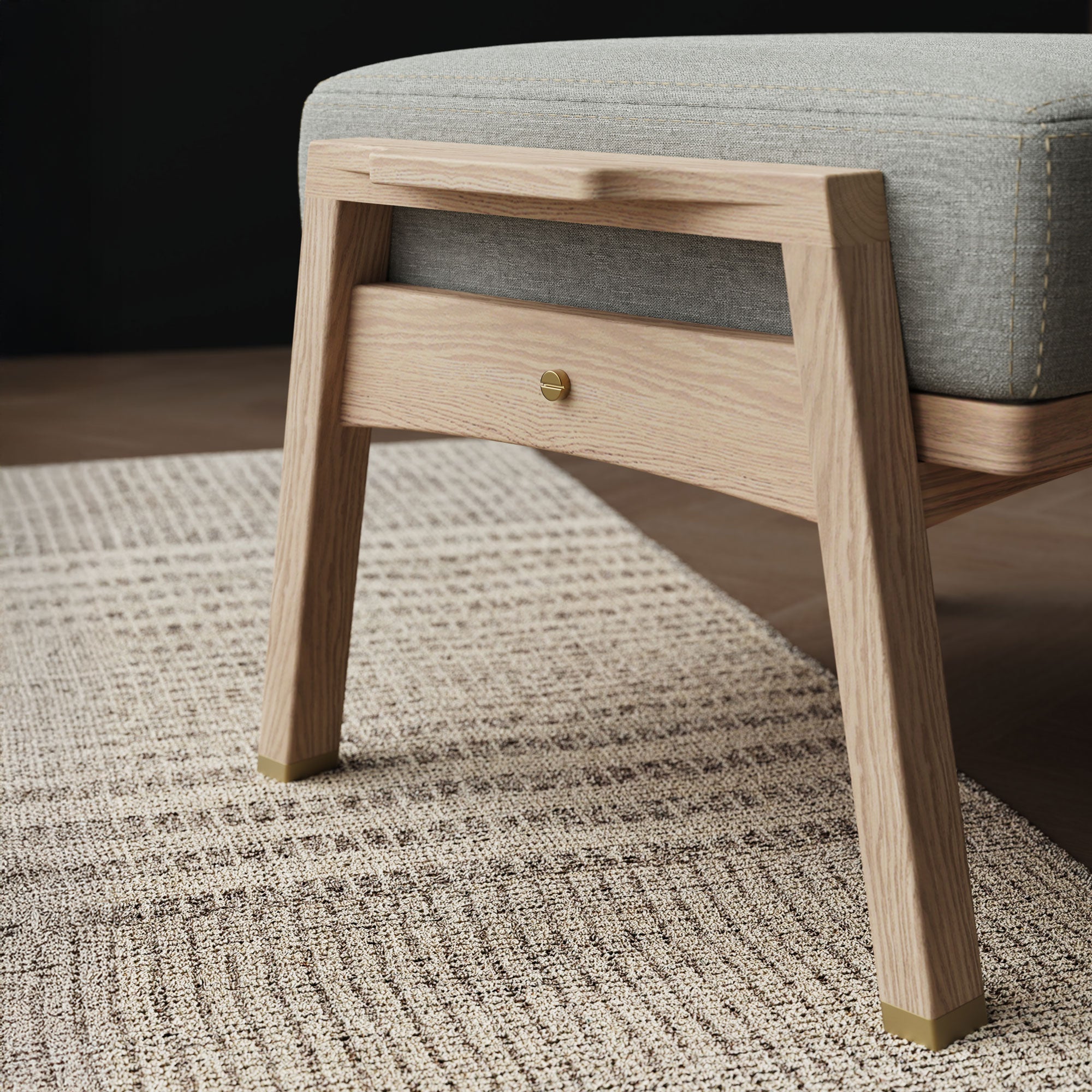 Ahşap Ayak Uzatma Pufu - Akita Serisi, Meşe