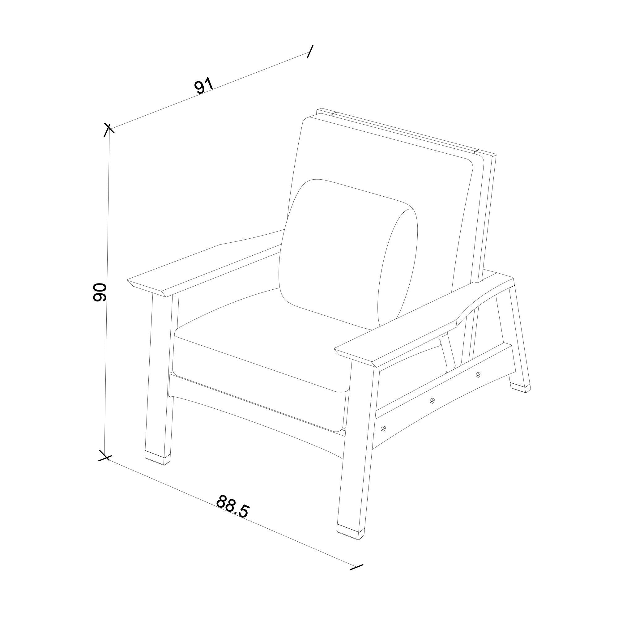 Ahşap Berjer - Akita Serisi, Meşe