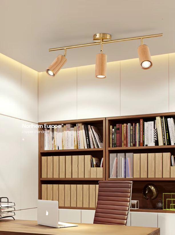 Ahşap Boyalı Spotlu Plafonyer Avize